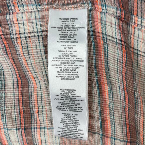 NWOT CURRENT/ELLIOTT Top S Plaid Beige Brown Multi Pocket Long-Sleeve Cotton - Picture 12 of 16